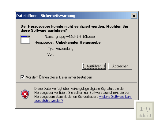 Installationsprozess von GPG